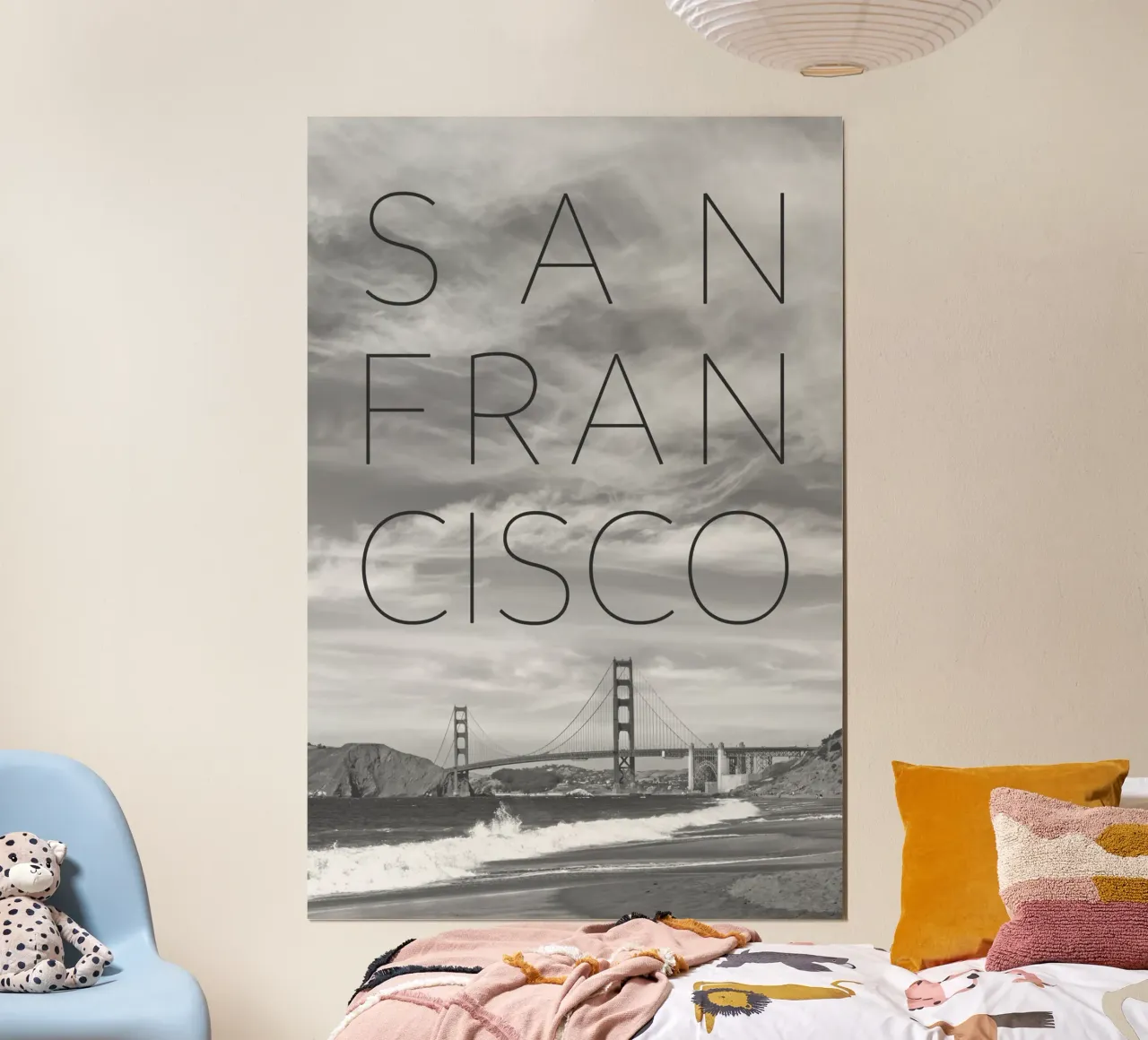 Ponte del Golden Gate e Baker Beach | Testo e orizzonte poster da Melanie Viola