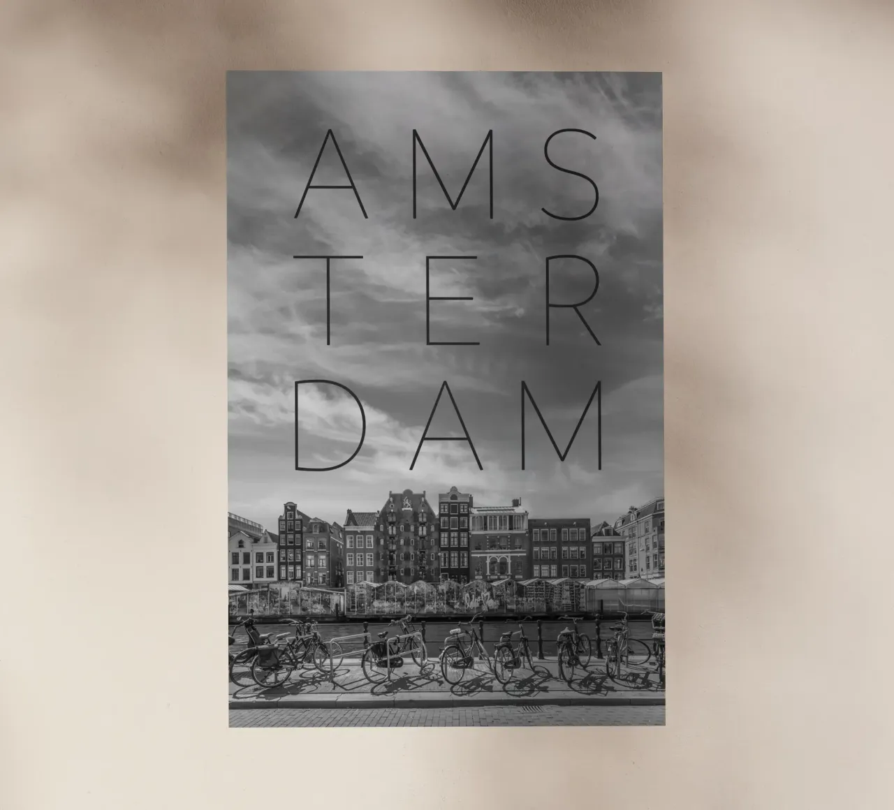 AMSTERDAM Singel con mercato dei fiori | Testo & Skyline pellicola backlit da Melanie Viola