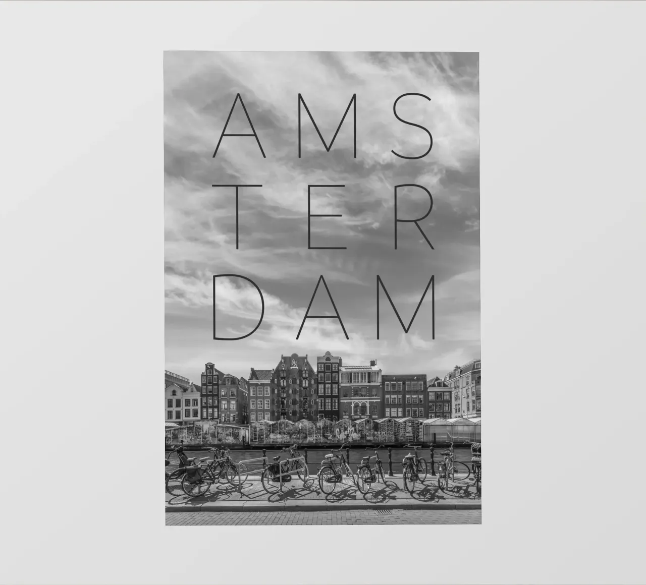 AMSTERDAM Singel con mercato dei fiori | Testo & Skyline pellicola backlit da Melanie Viola