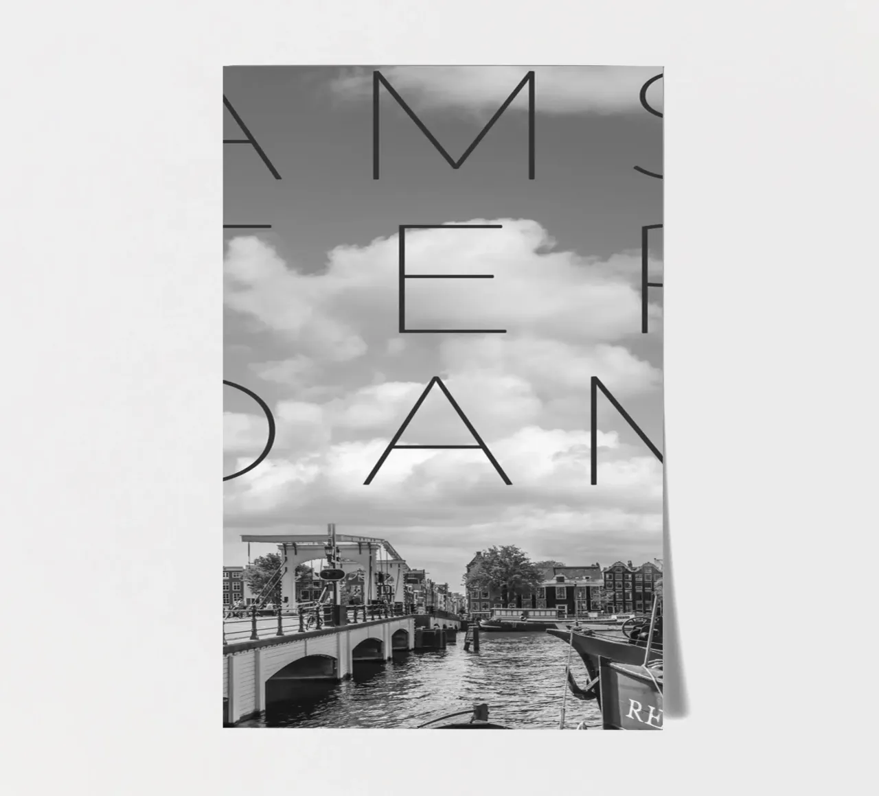AMSTERDAM Magere Brug | Text & Skyline Stickerbogen von Melanie Viola