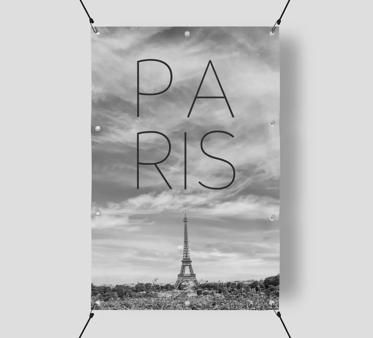 PARIJS Eiffeltoren | Tekst & Skyline pvc-zeil van Melanie Viola