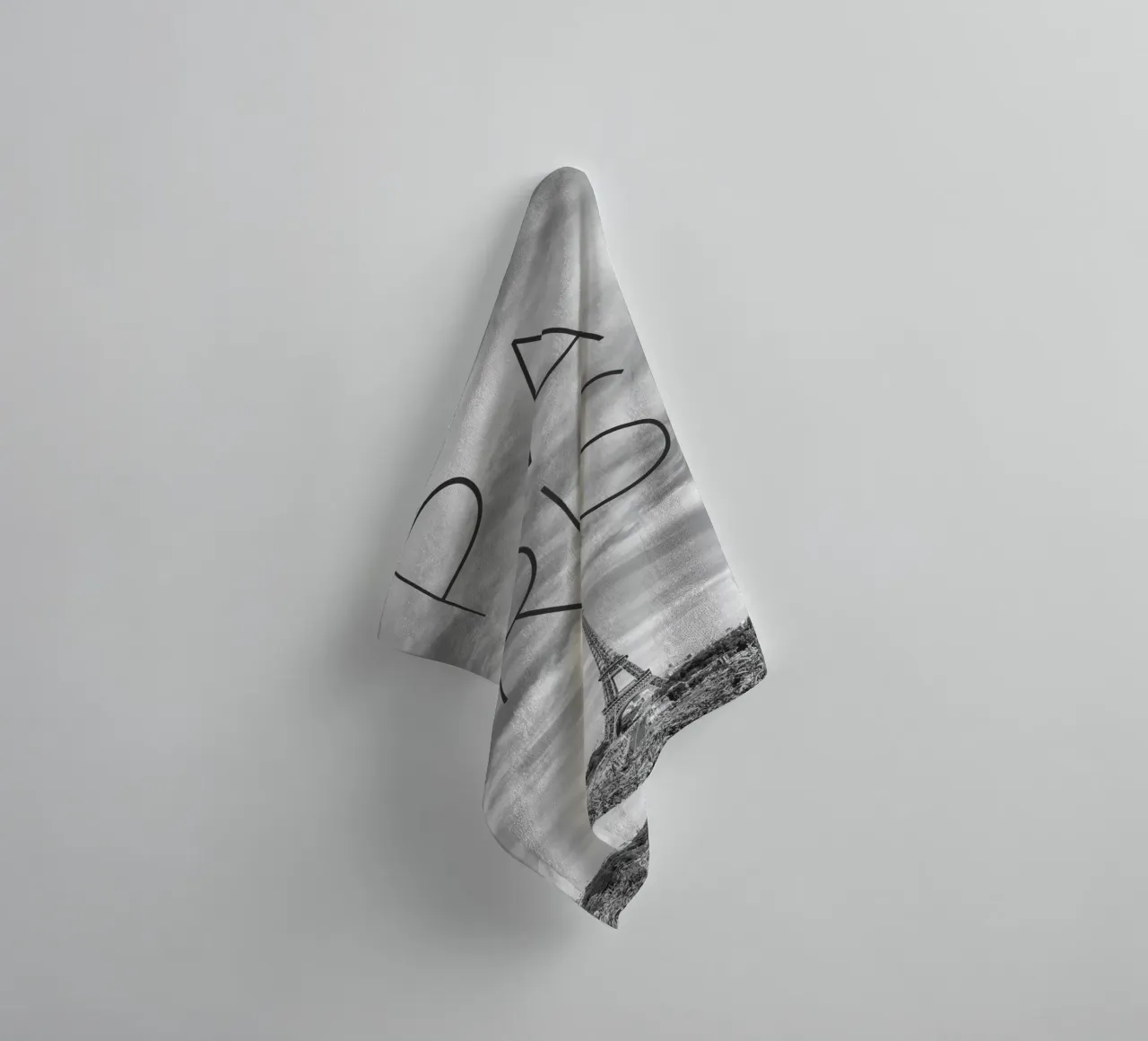 PARIS Eiffel Tower | Text & Skyline towel by Melanie Viola
