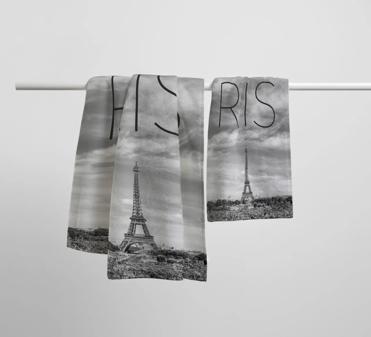 PARIS Eiffel Tower | Text & Skyline towel by Melanie Viola