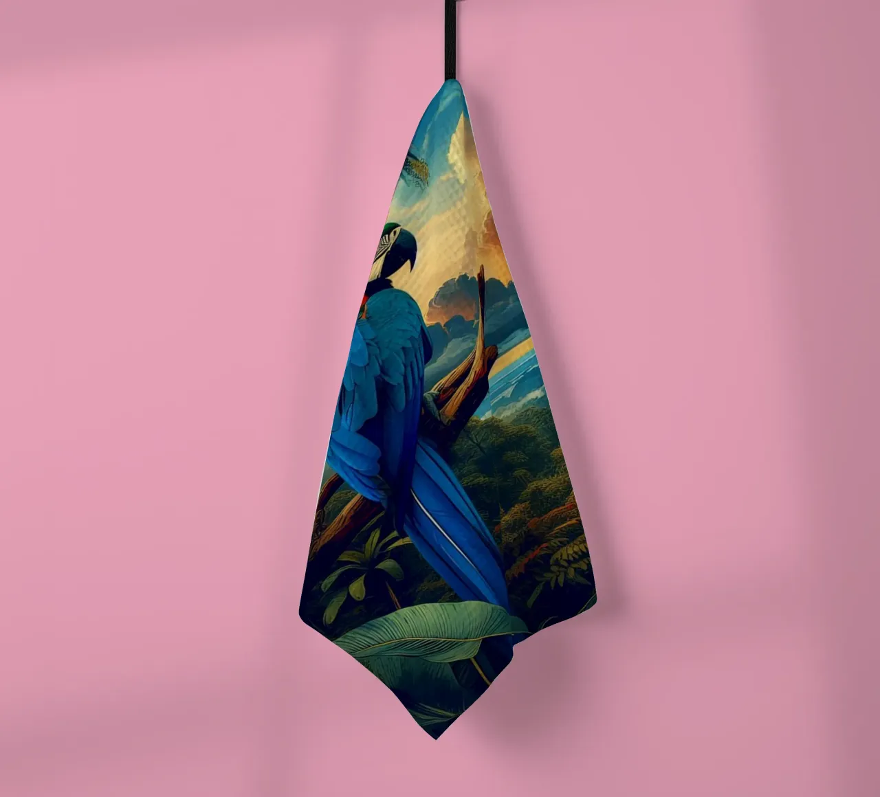 BLUE ARA tea towel by RUBIANT ART