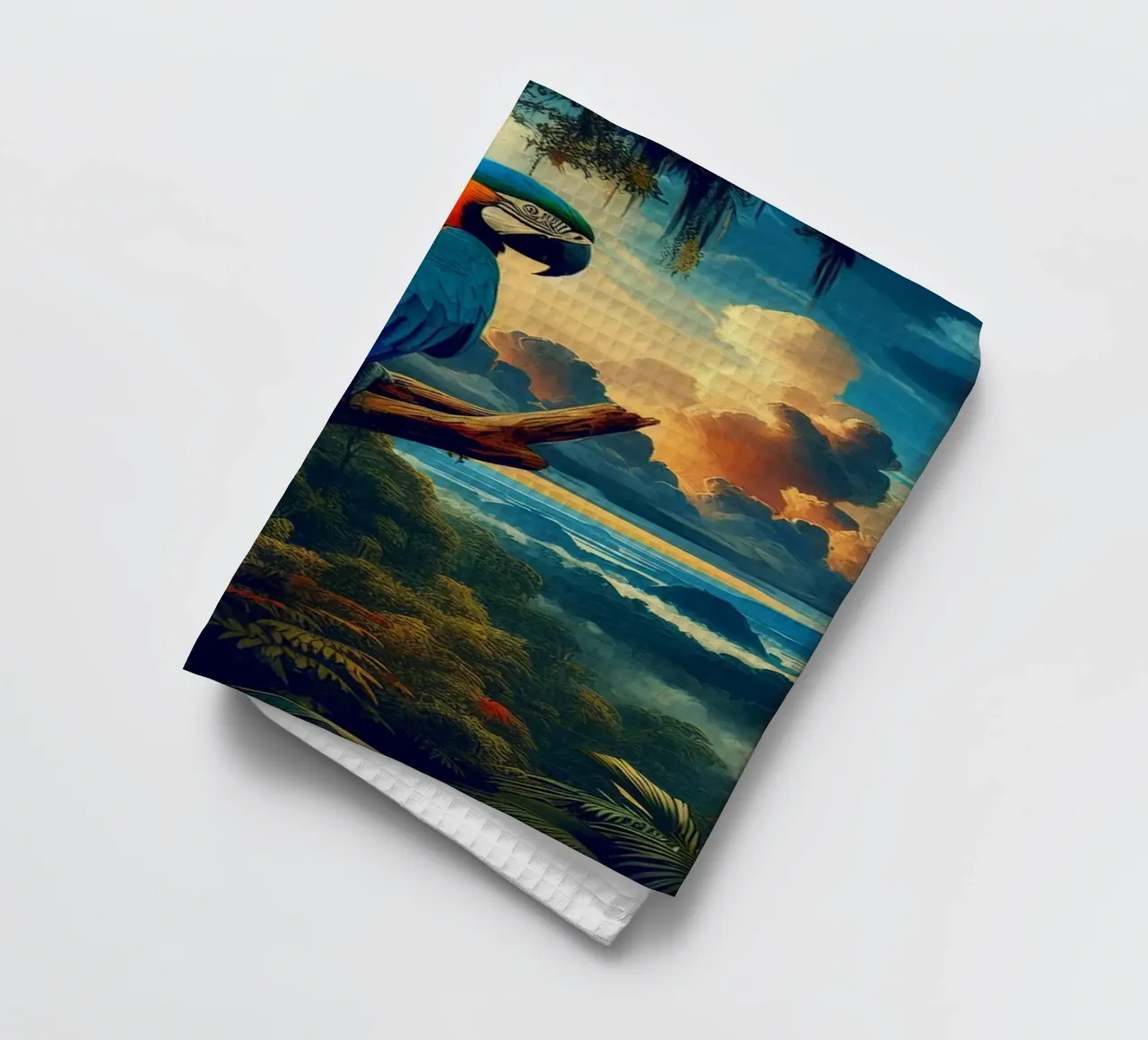 BLUE ARA tea towel by RUBIANT ART