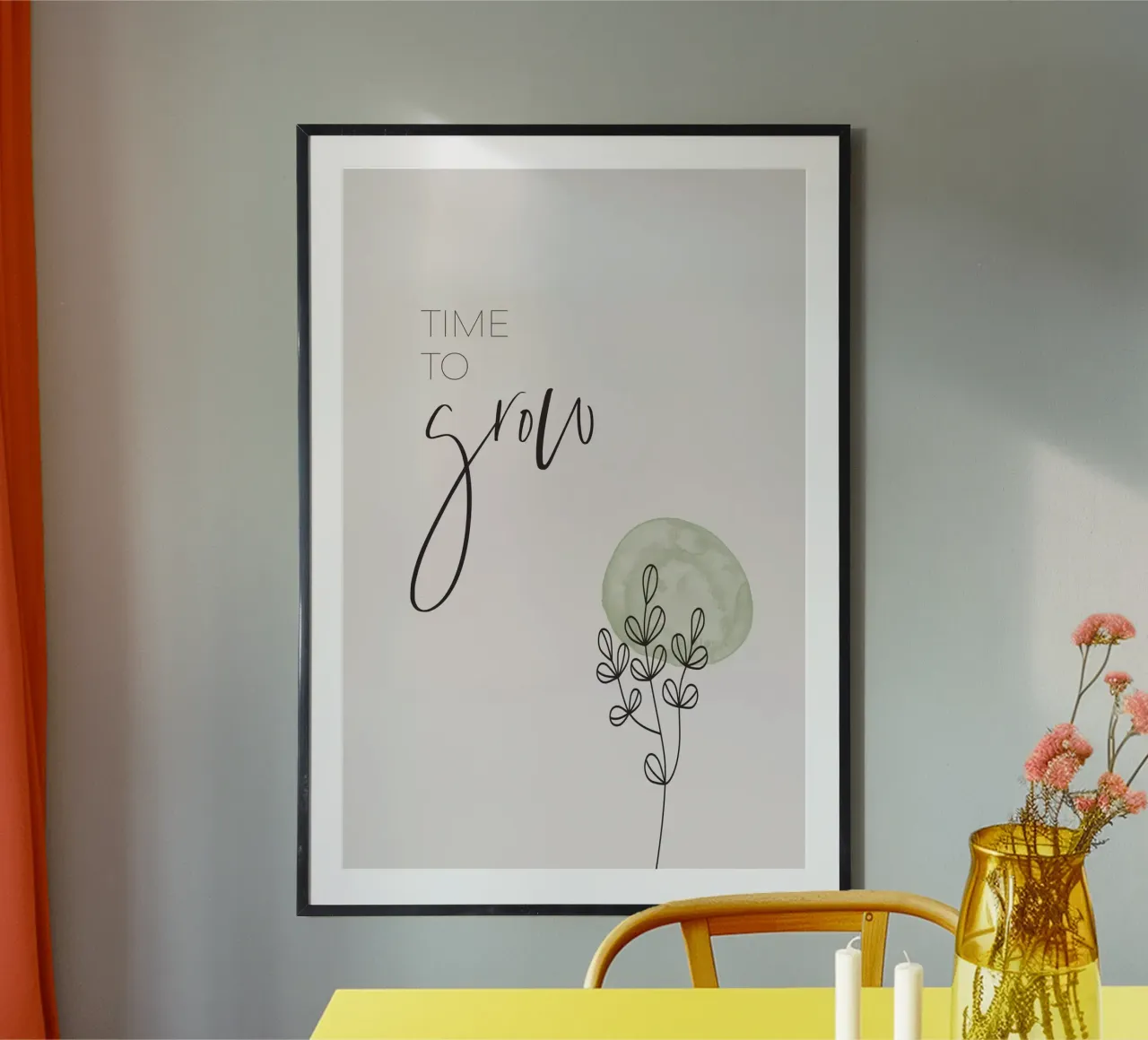 Tempo di crescita poster con telaio in alluminio da Melanie Viola