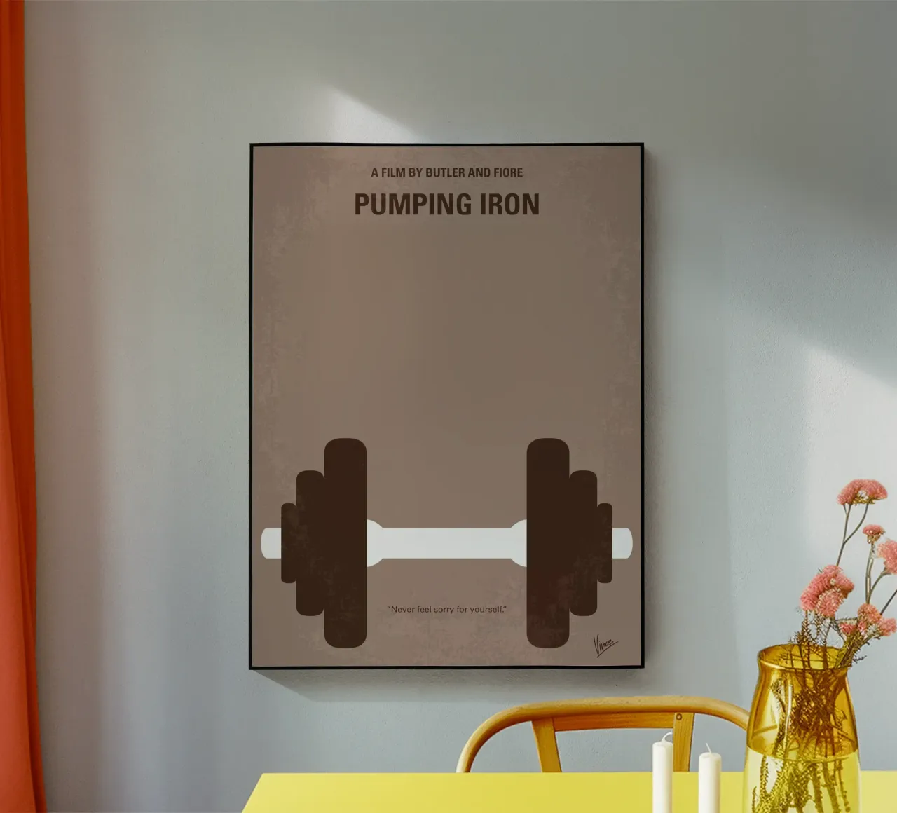 No707 My Pumping Iron minimal movie poster plexiglass da Chungkong