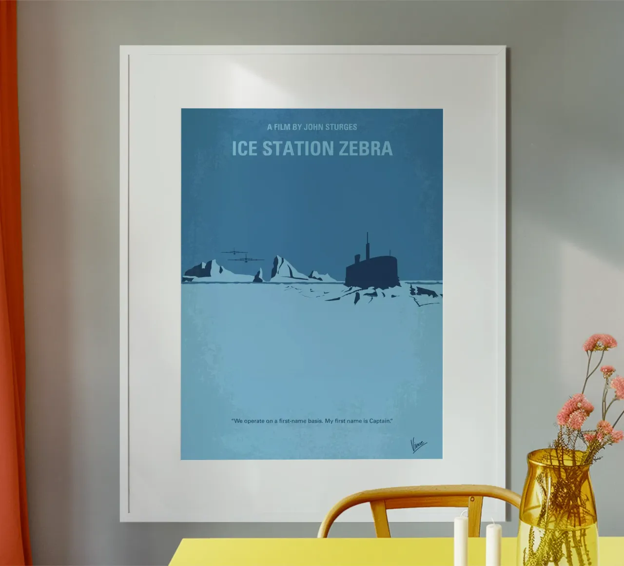 No711 My Ice Station Zebra minimal movie poster carta hahnemühle da Chungkong