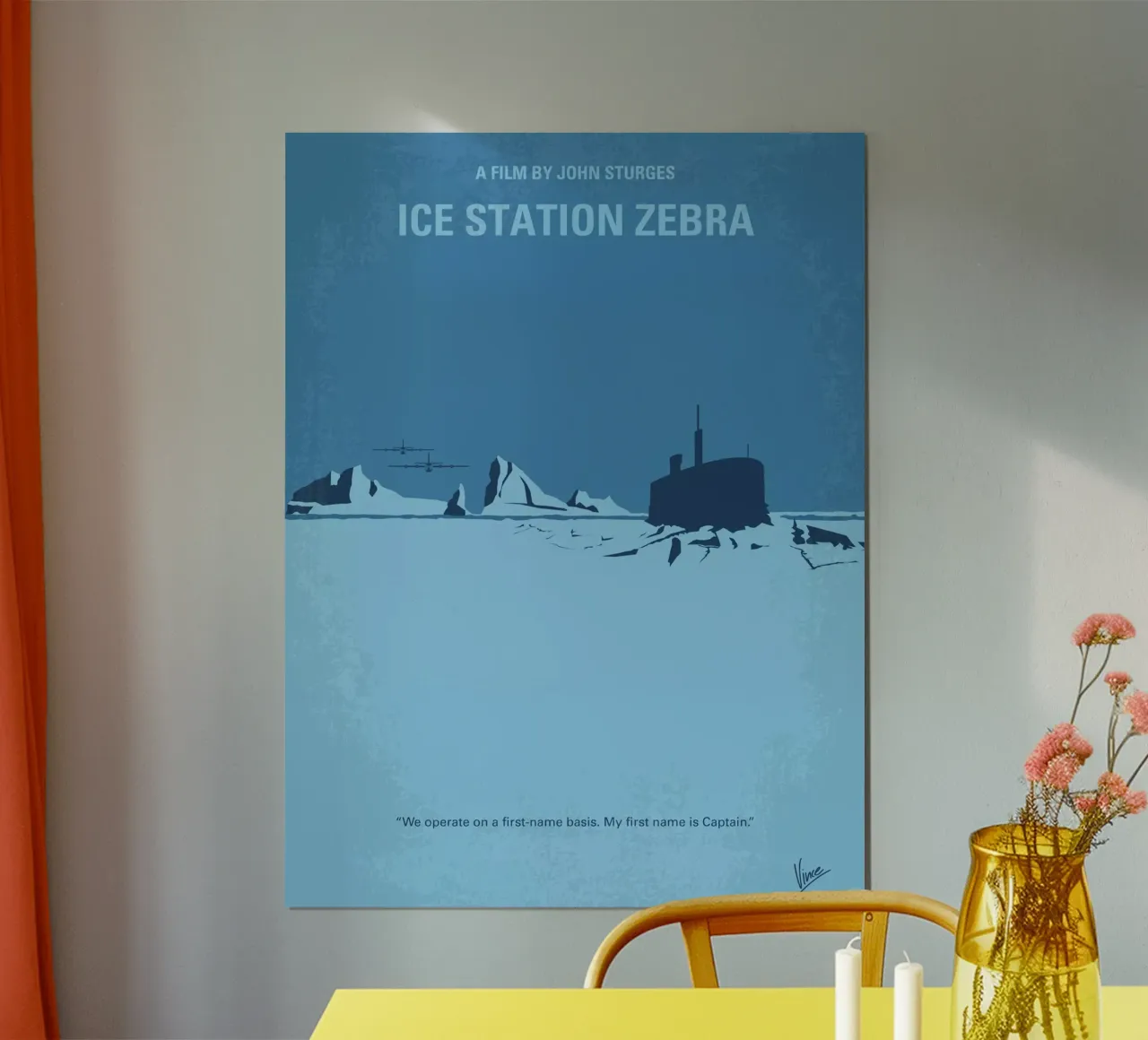 No711 My Ice Station Zebra minimal movie poster carta hahnemühle da Chungkong