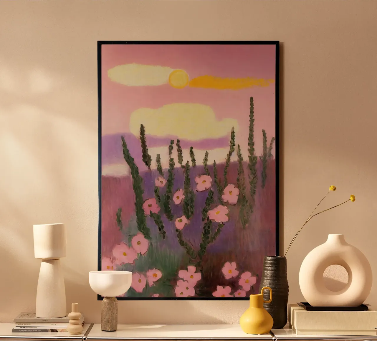 In The Evening Sun poster con telaio in plastica da treechild
