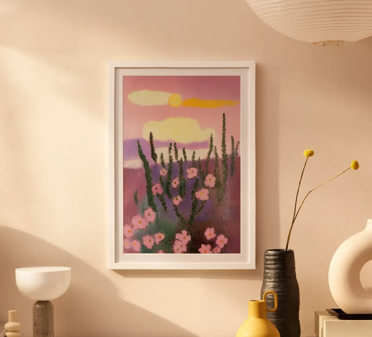 In The Evening Sun poster con telaio in plastica da treechild