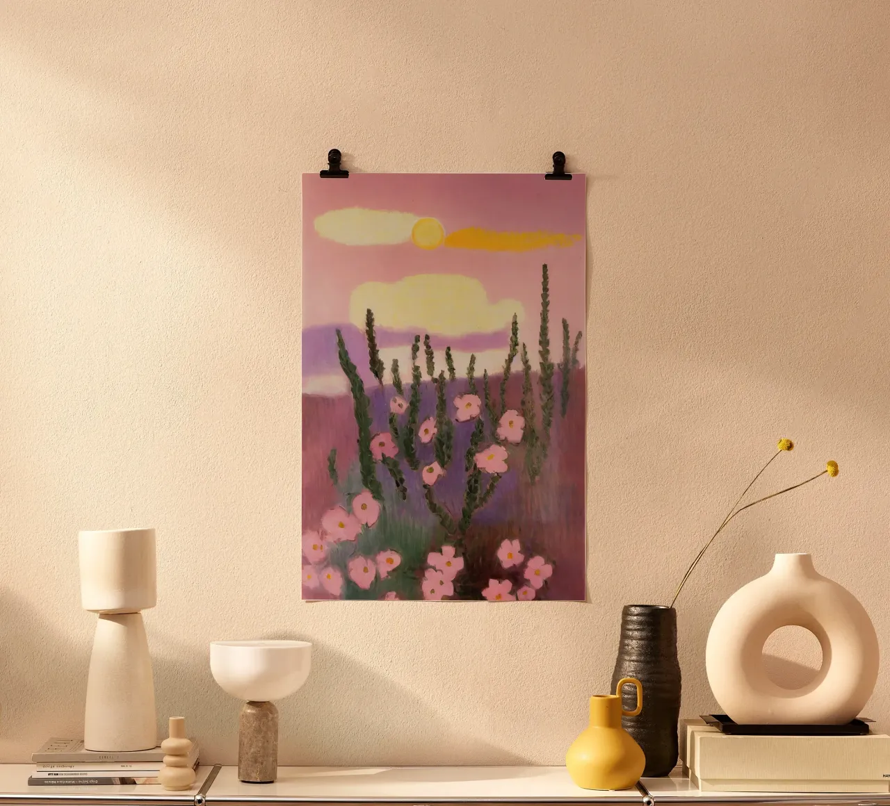 In The Evening Sun poster con telaio in plastica da treechild