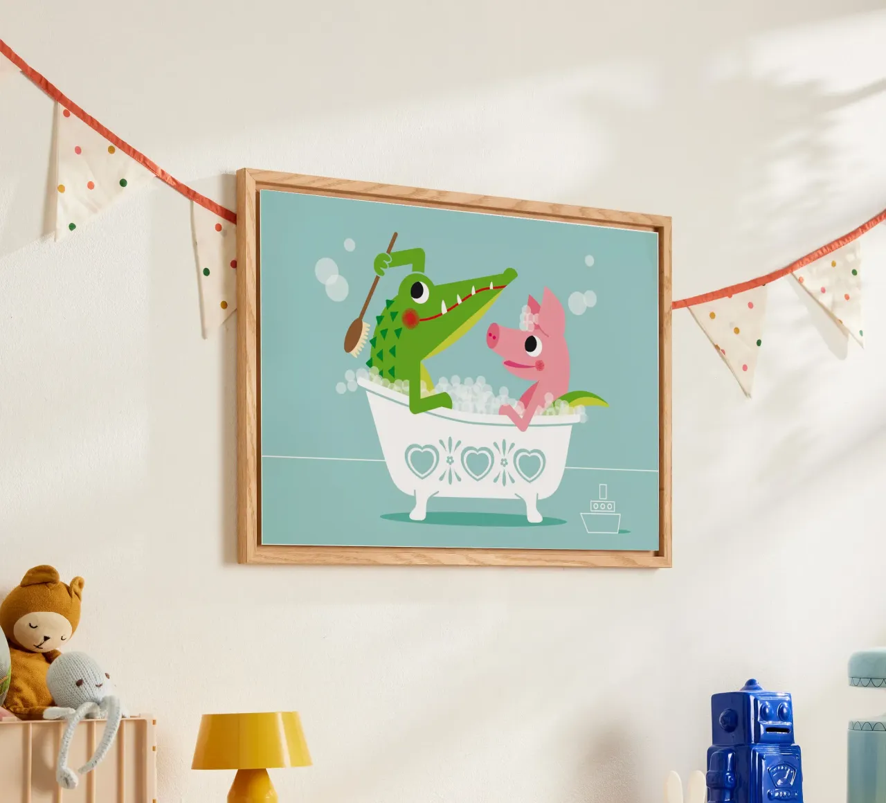 Crocodile and pig 01 acrylic glass by Looks n Brains