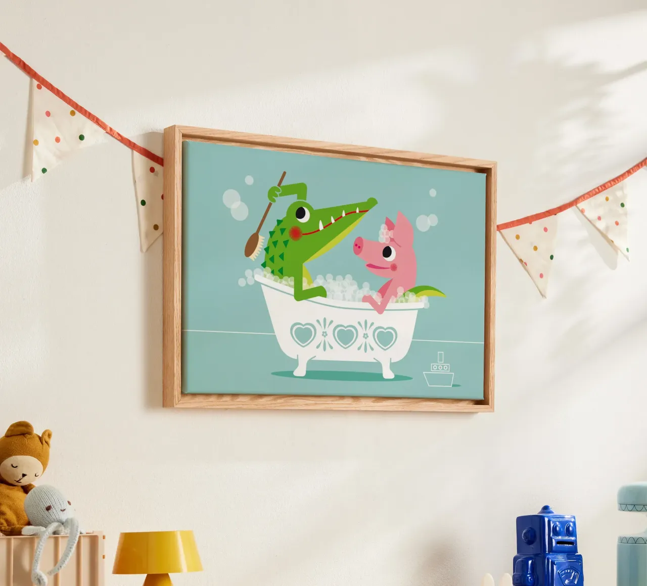 Krokodil en varken canvas met Baklijst van Looks n Brains