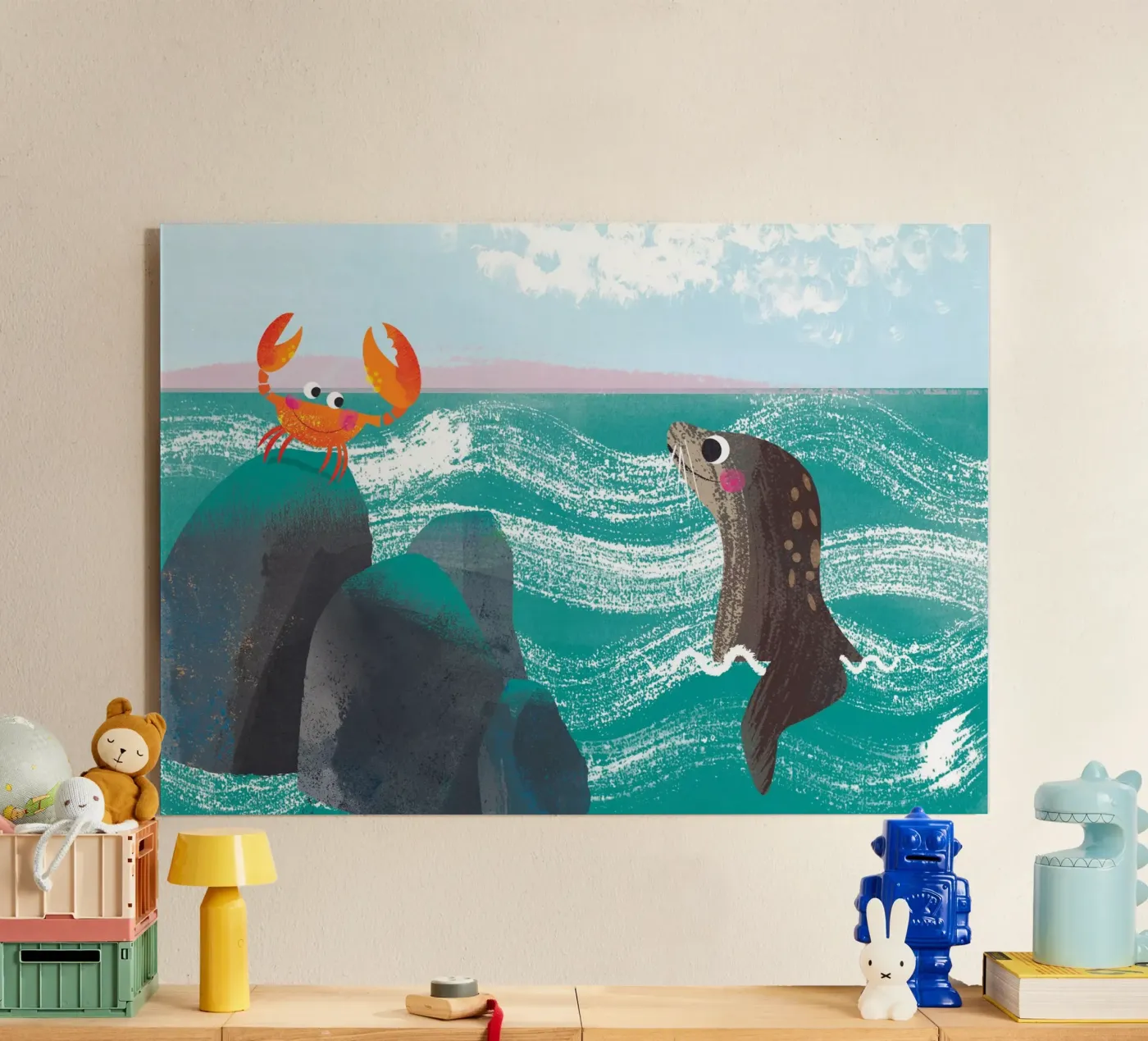 Zeehond en krab acryl van Looks n Brains