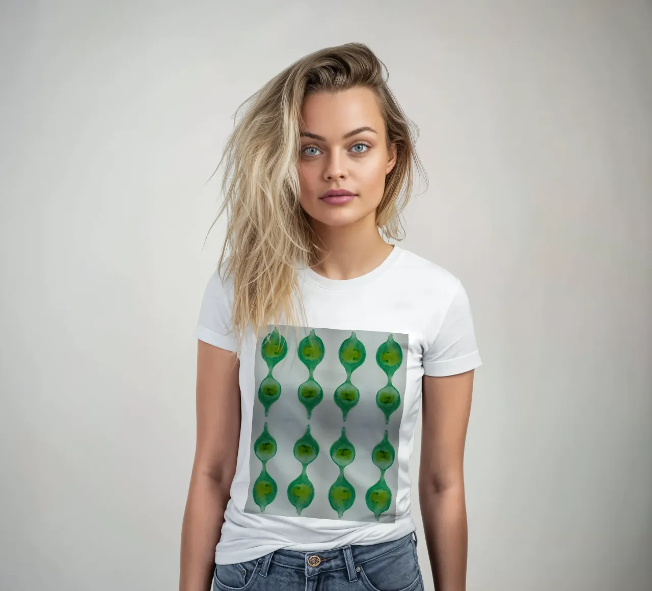 Abstract green women's fitted t-shirt by Teresa André