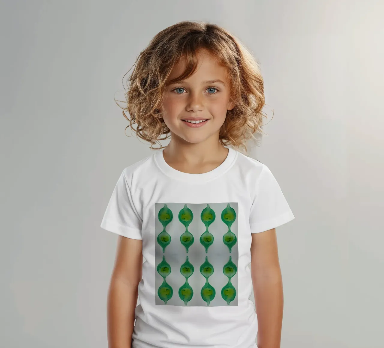 Abstract green kids t-shirt by Teresa André
