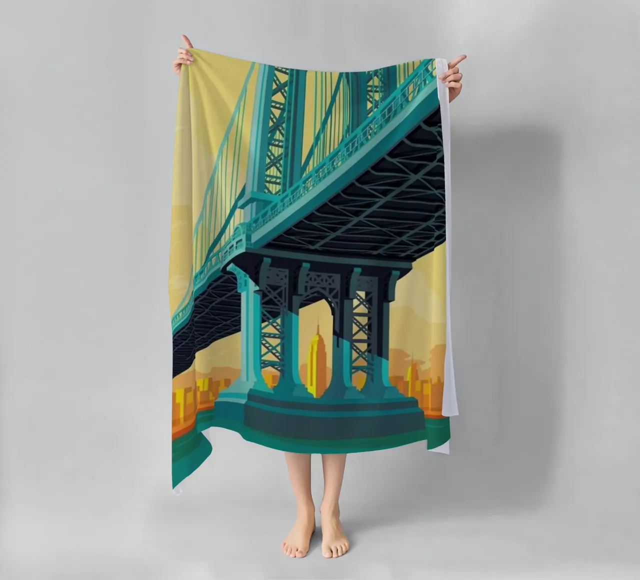 Manhattan Bridge New York City beach towel by Remko Heemskerk