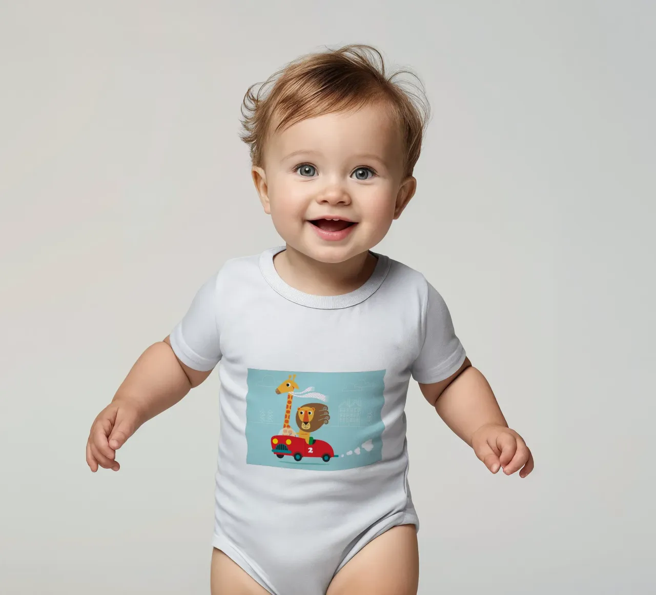 Giraffa e leone body neonato maniche corte da Looks n Brains