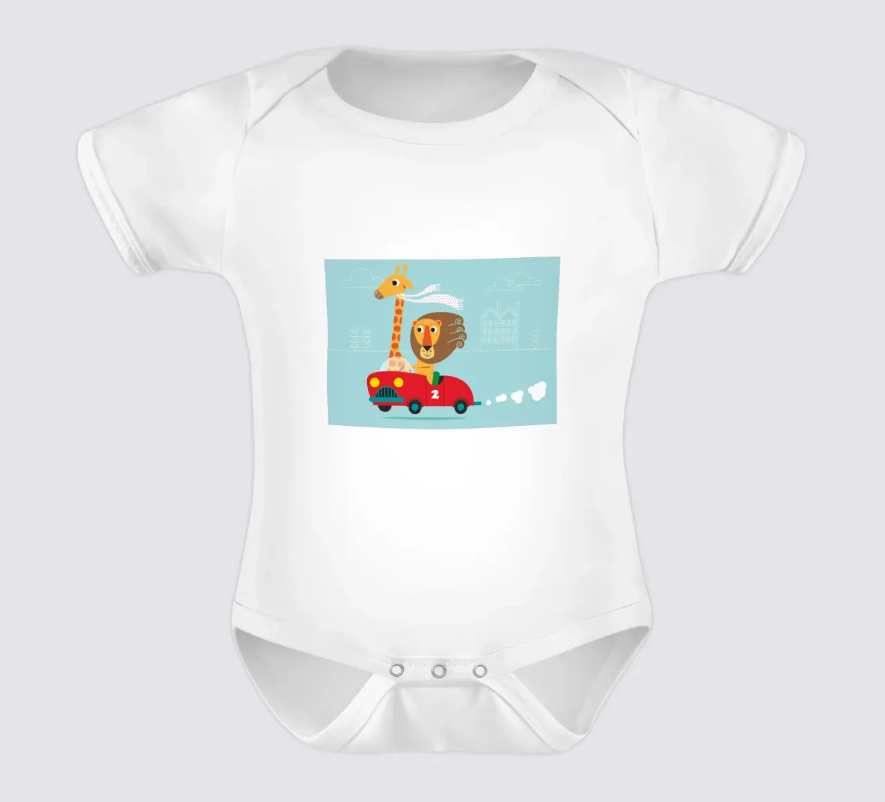 Giraffa e leone body neonato maniche corte da Looks n Brains