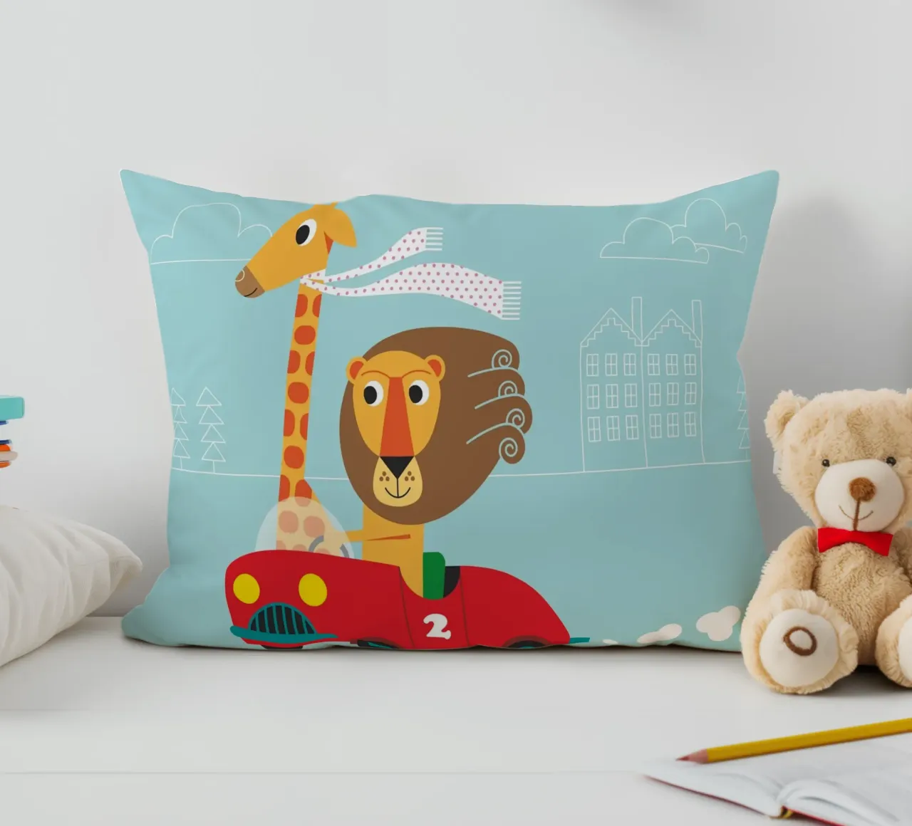Giraffa e leone cuscino da Looks n Brains