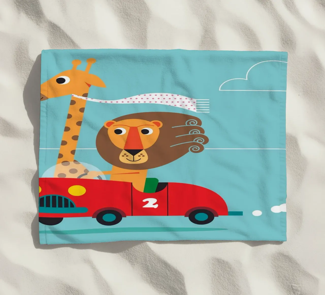 Giraffa e leone telo mare da Looks n Brains