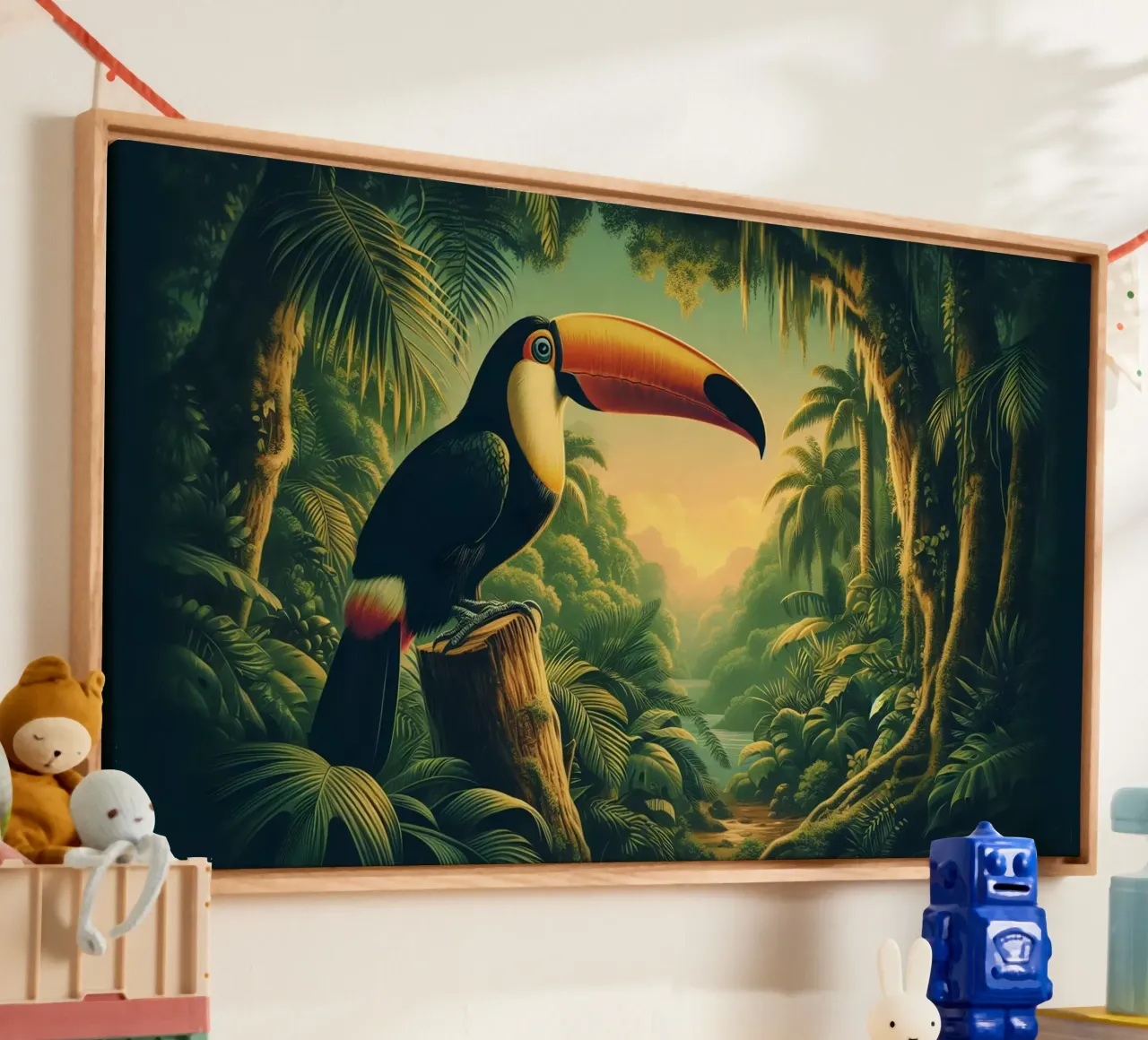 TOUCAN tela con Cornice a cassetta da RUBIANT ART