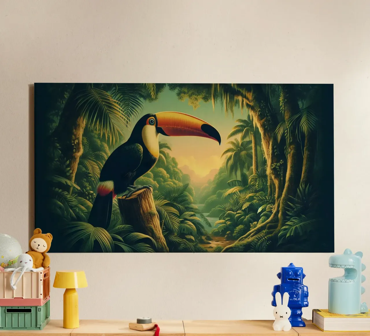 TOUCAN tela con Cornice a cassetta da RUBIANT ART