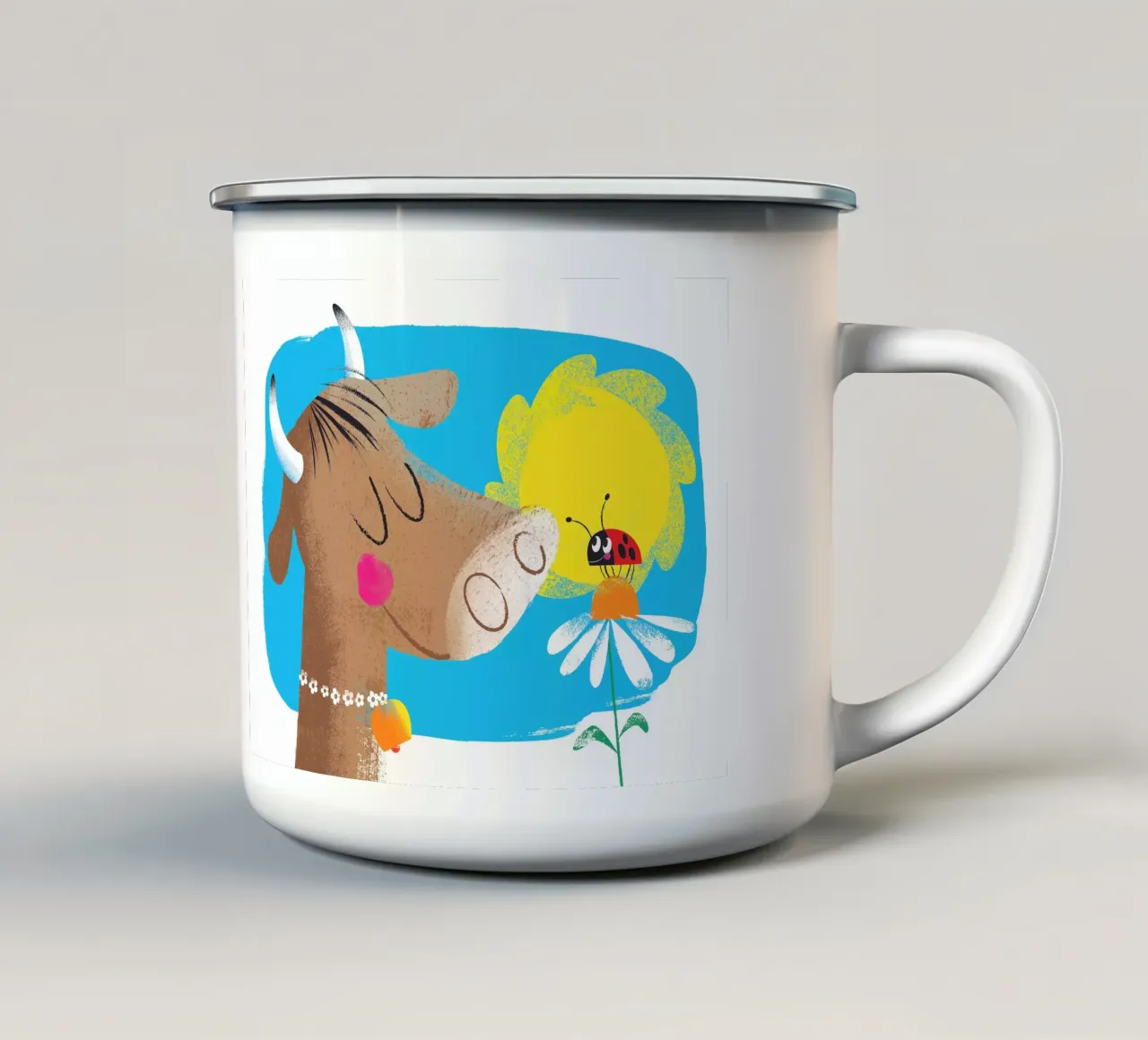 Mucca e coccinella tazza in smalto da Looks n Brains