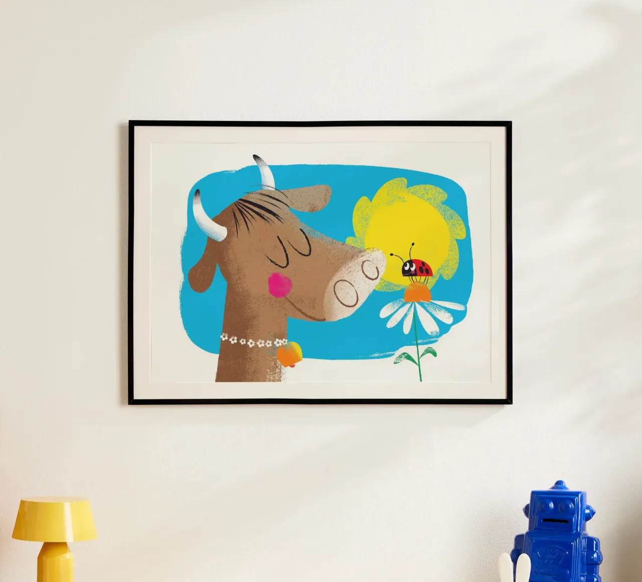 Mucca e coccinella poster con telaio in plastica da Looks n Brains