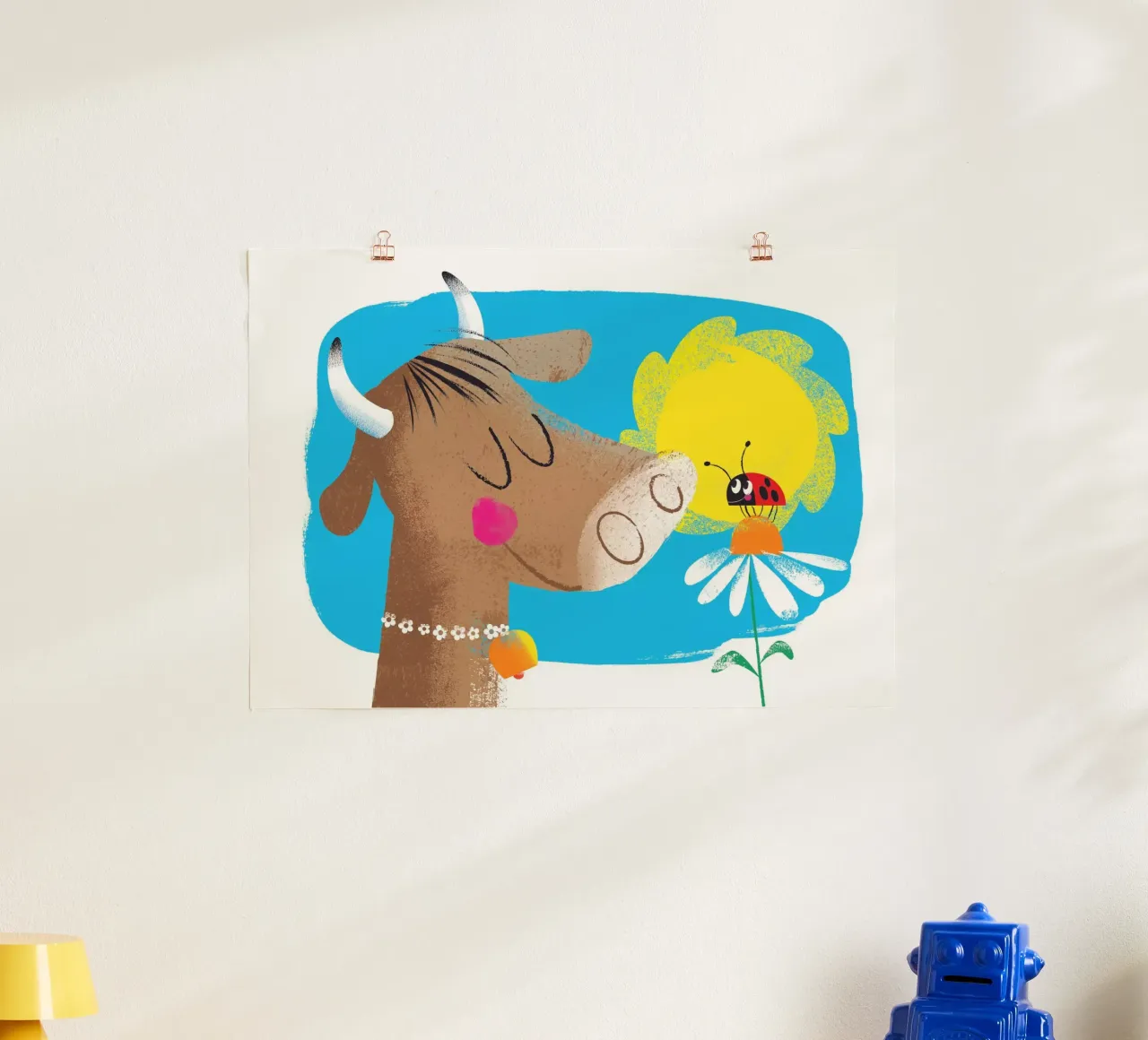 Mucca e coccinella poster con telaio in plastica da Looks n Brains