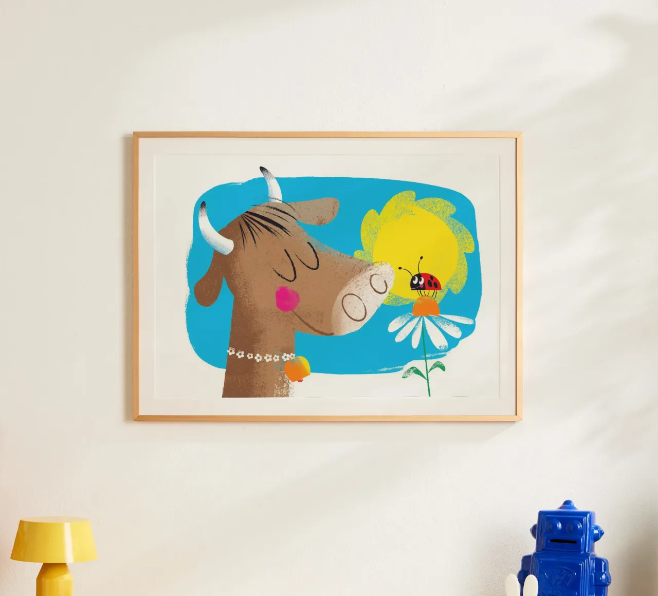 Mucca e coccinella poster con telaio in plastica da Looks n Brains
