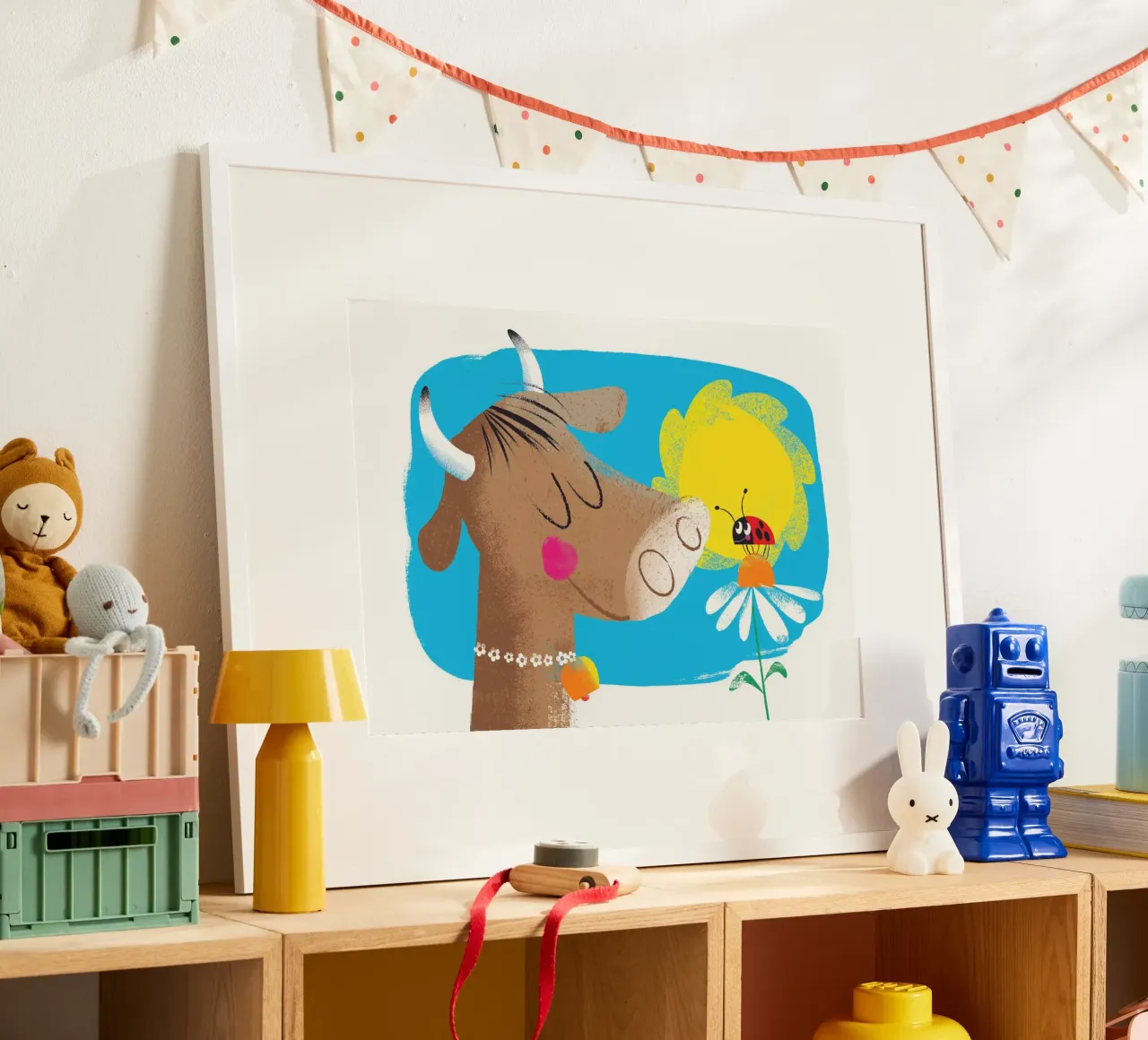 Mucca e coccinella poster con telaio in plastica da Looks n Brains