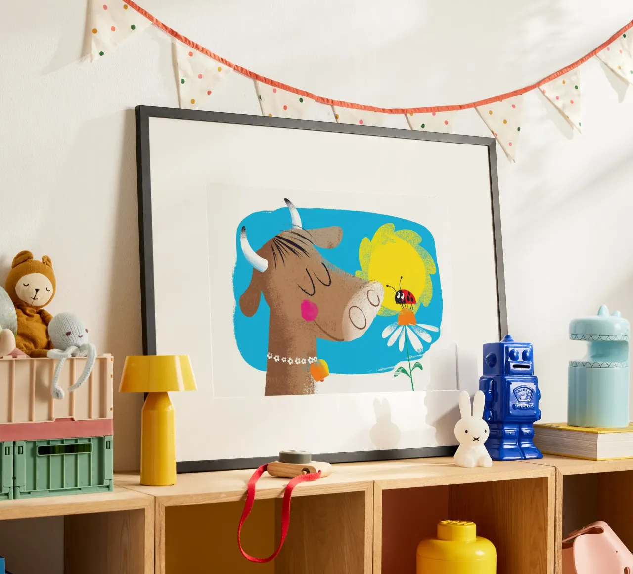 Mucca e coccinella poster con telaio in plastica da Looks n Brains