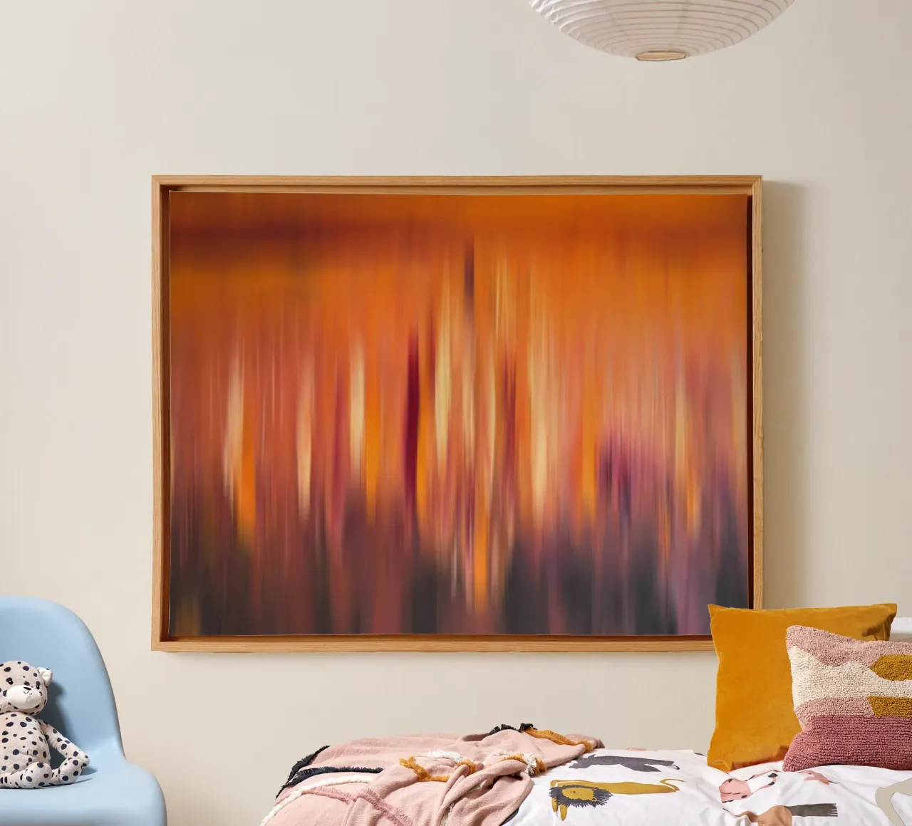 Abstract bold colorful canvas with Floater frame by Teresa André