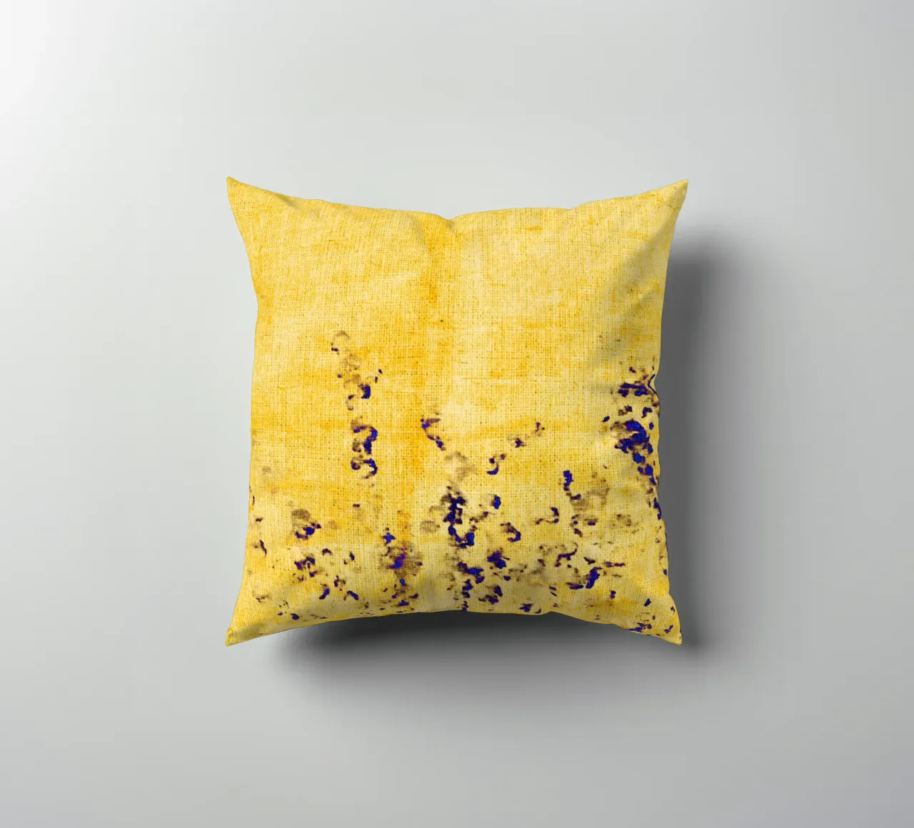 Abstract blue flowers decorative cushion by Teresa André