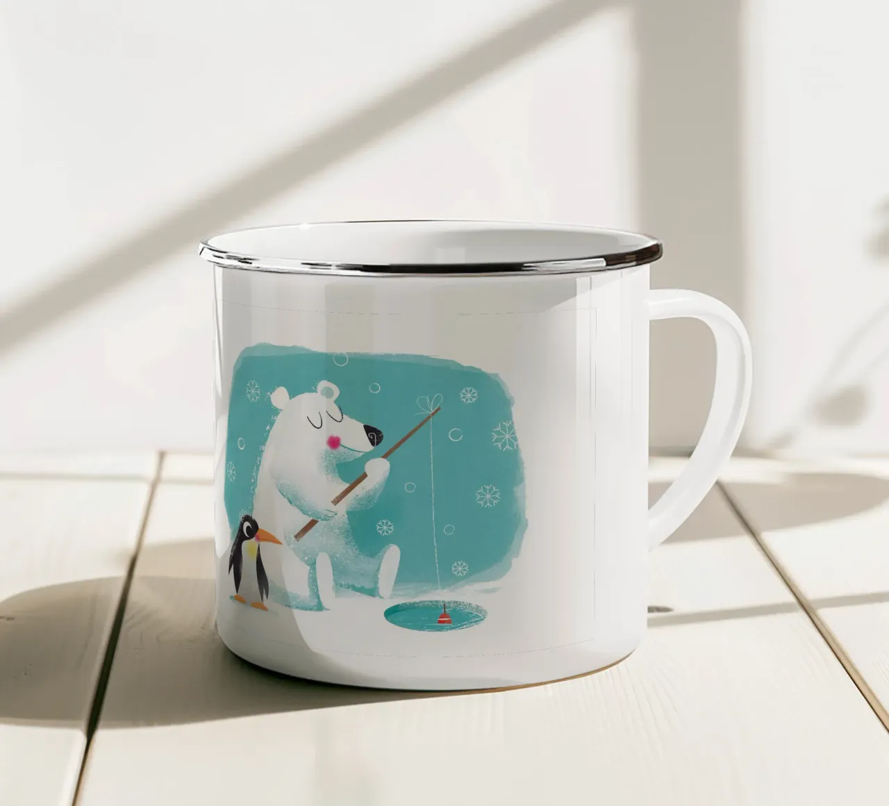 Orso polare e pinguino tazza in smalto da Looks n Brains