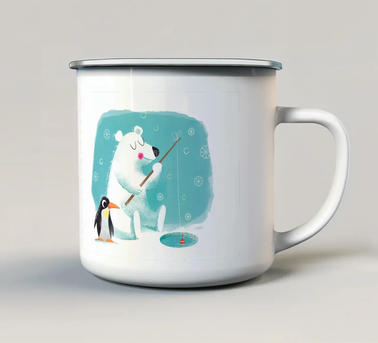 Orso polare e pinguino tazza in smalto da Looks n Brains