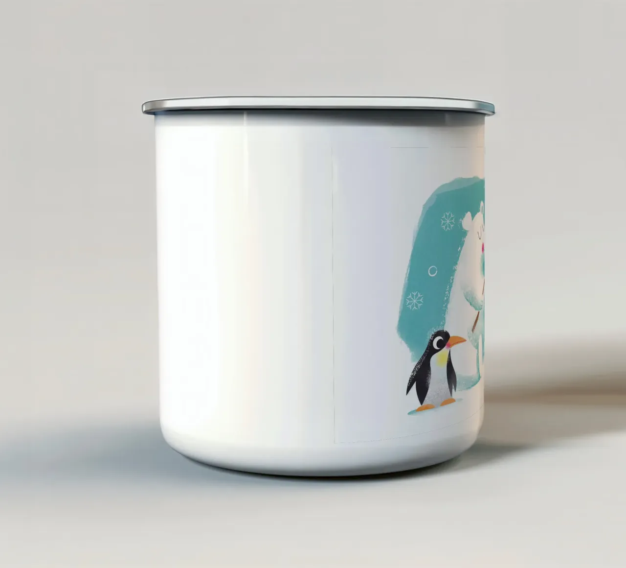 Orso polare e pinguino tazza in smalto da Looks n Brains