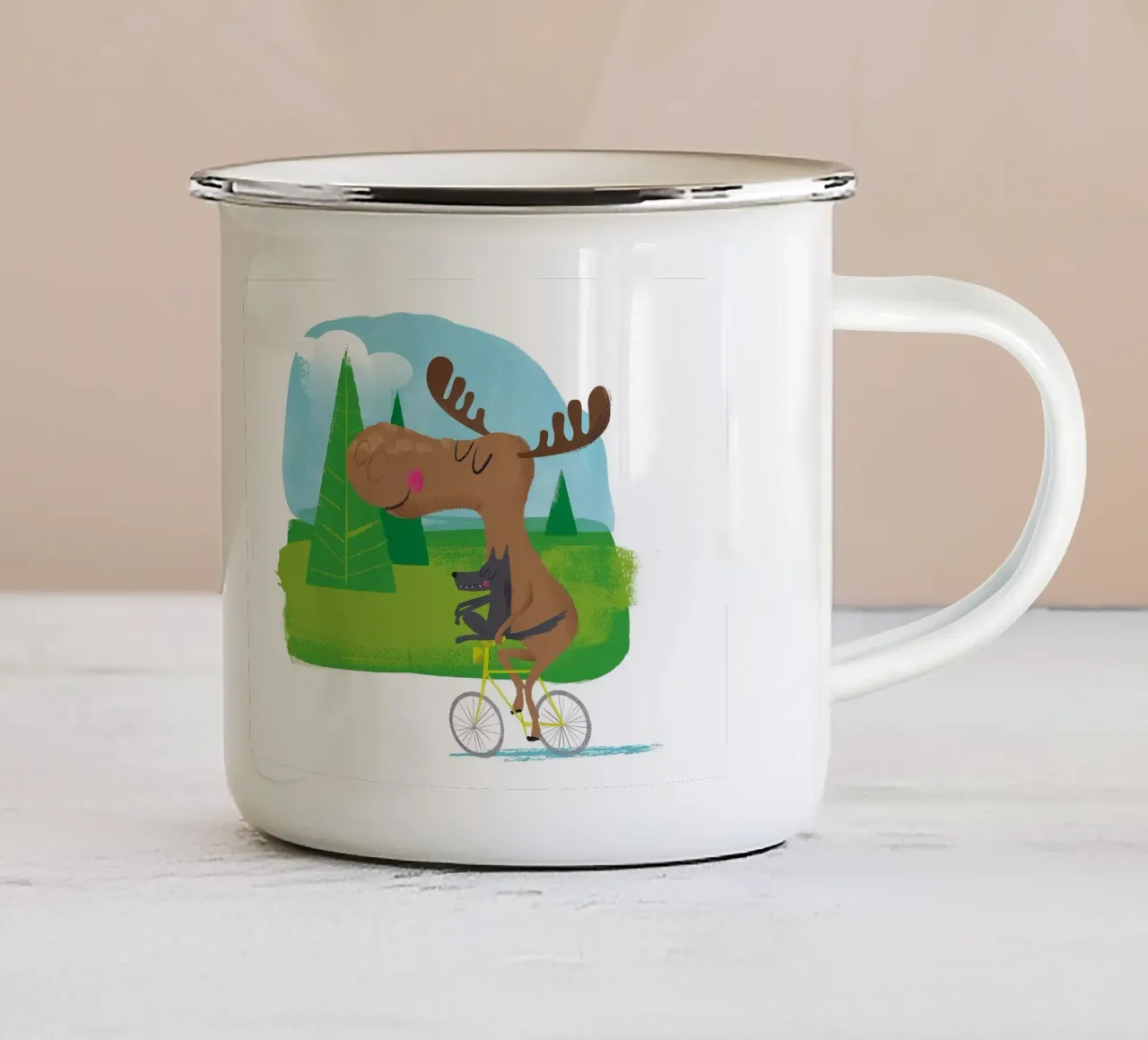 Alce e lupo tazza in smalto da Looks n Brains