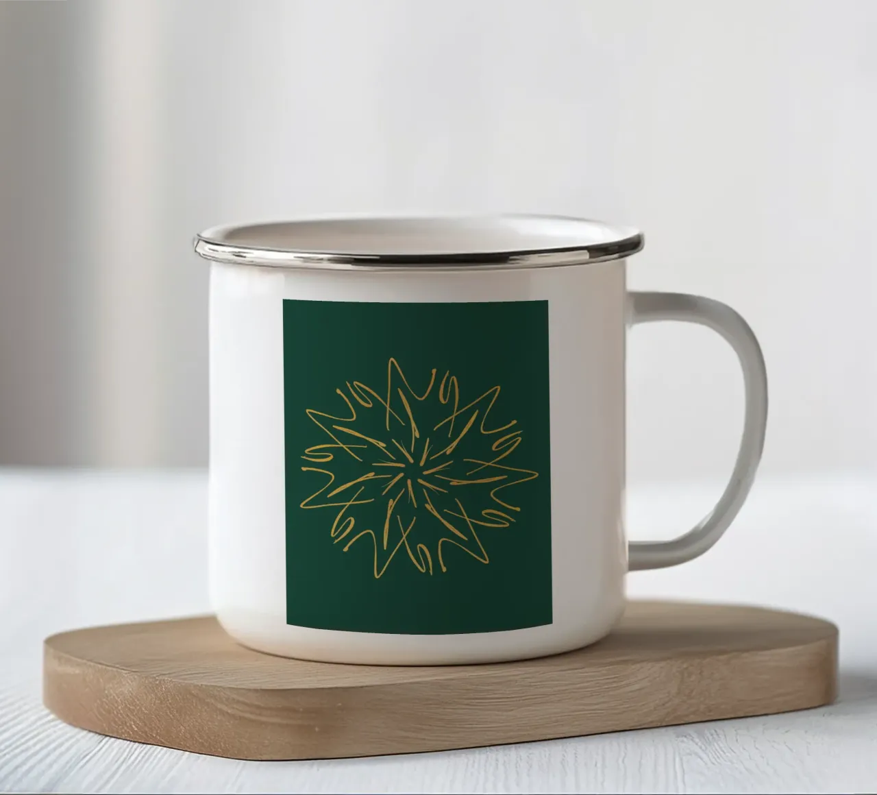 Snowflake Christmas Star | Pine Green & Gold tazza in smalto da sabidussi