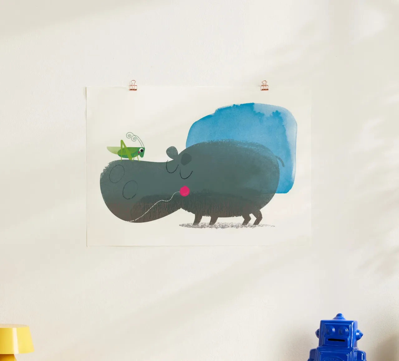 Nielpferd e cavalletta poster con telaio in alluminio da Looks n Brains