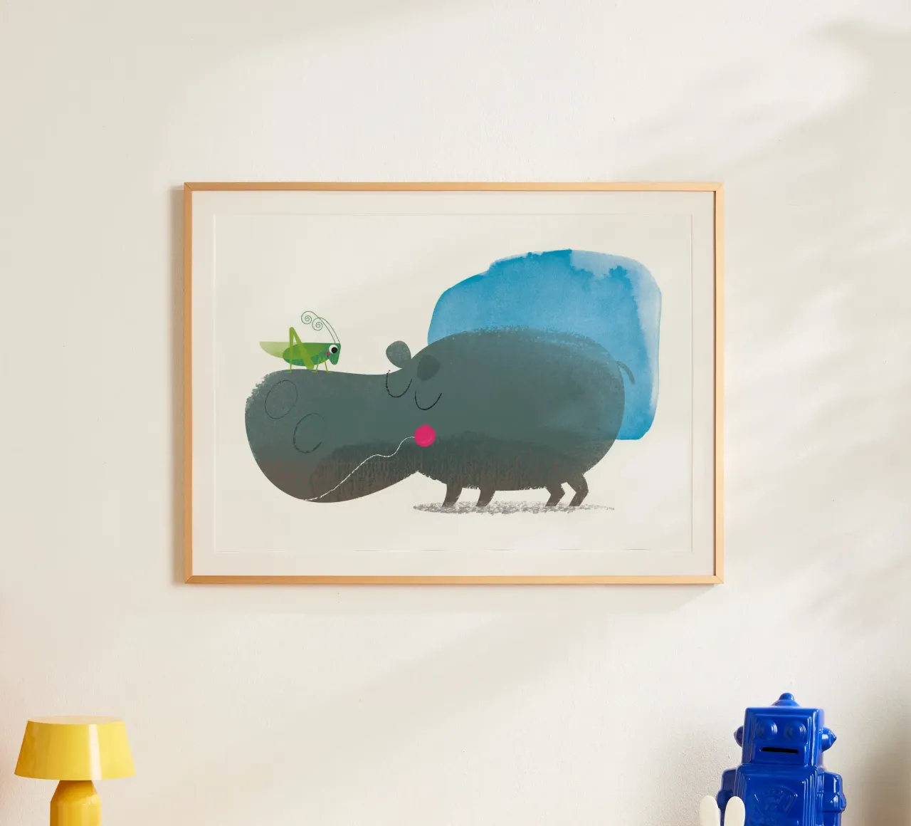 Nielpferd e cavalletta poster con telaio in alluminio da Looks n Brains