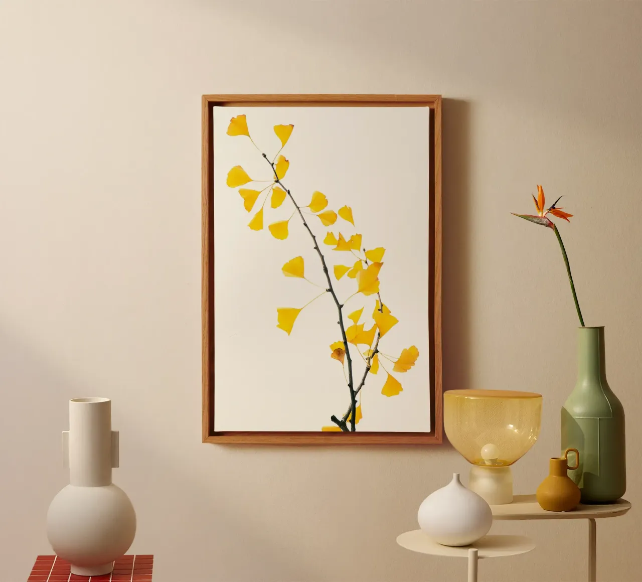 Foglie di Gingko Biloba tela con Cornice a cassetta da Teresa André
