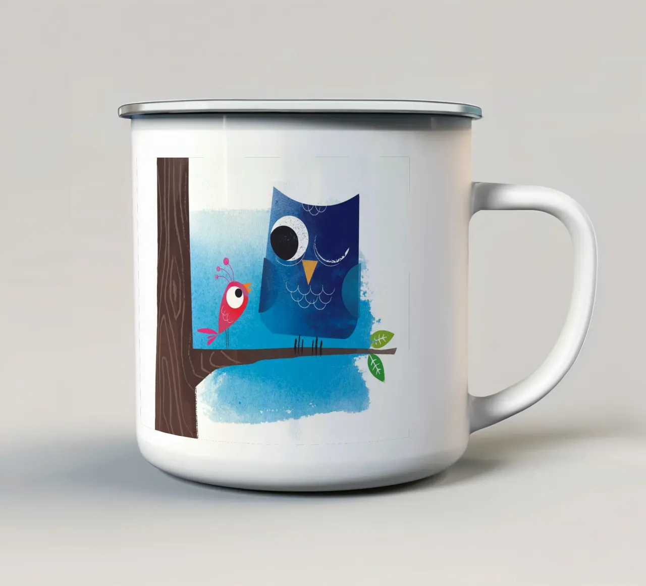 Vogel und Eule - Sguardo e cervello tazza in smalto da Looks n Brains