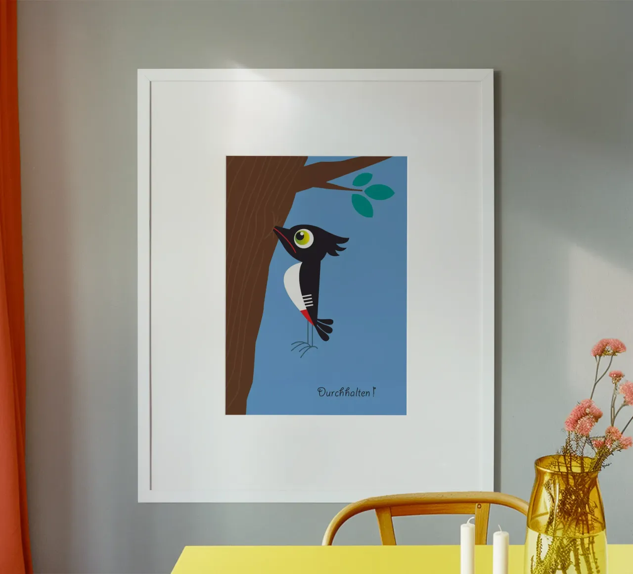 Tieni duro! poster con telaio in legno da Looks n Brains