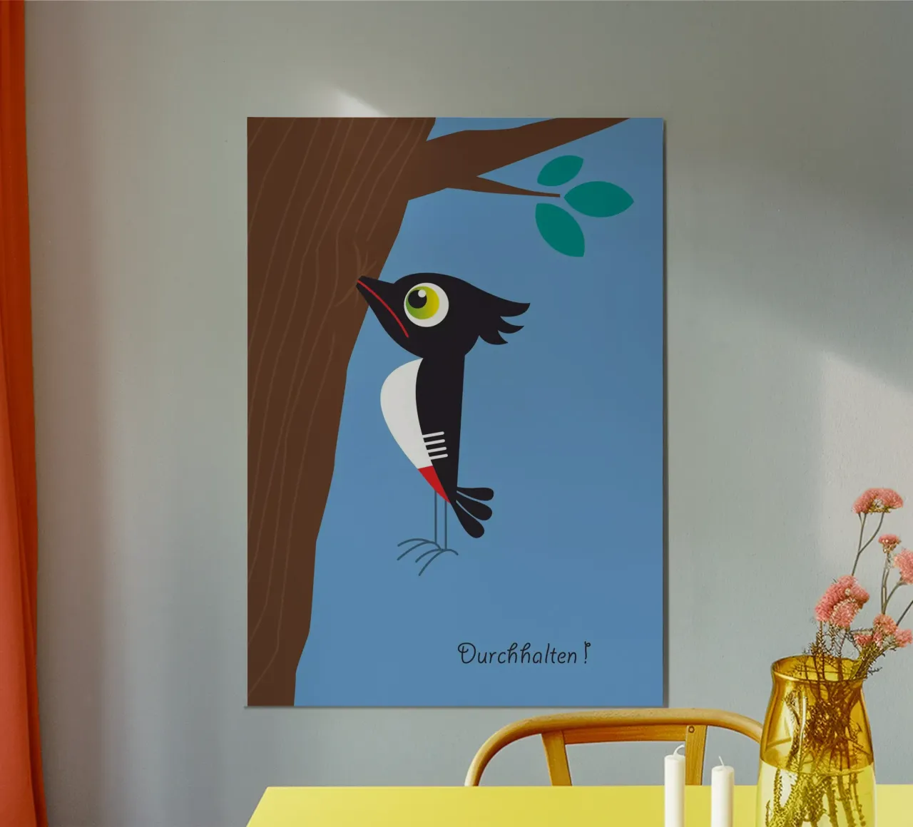 Tieni duro! poster con telaio in legno da Looks n Brains