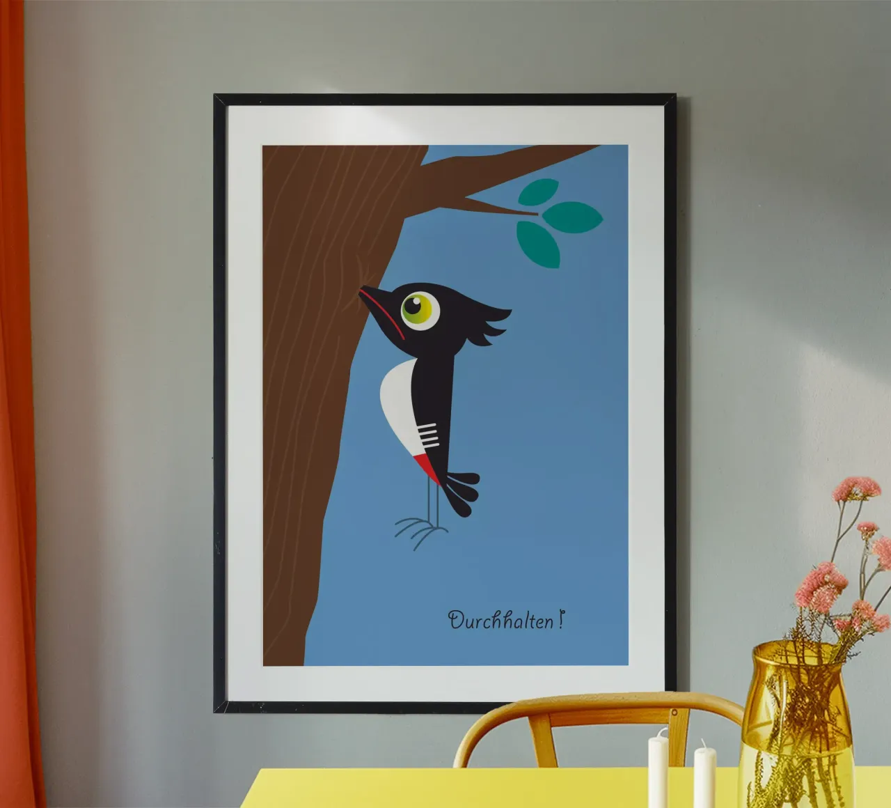 Tieni duro! poster con telaio in legno da Looks n Brains