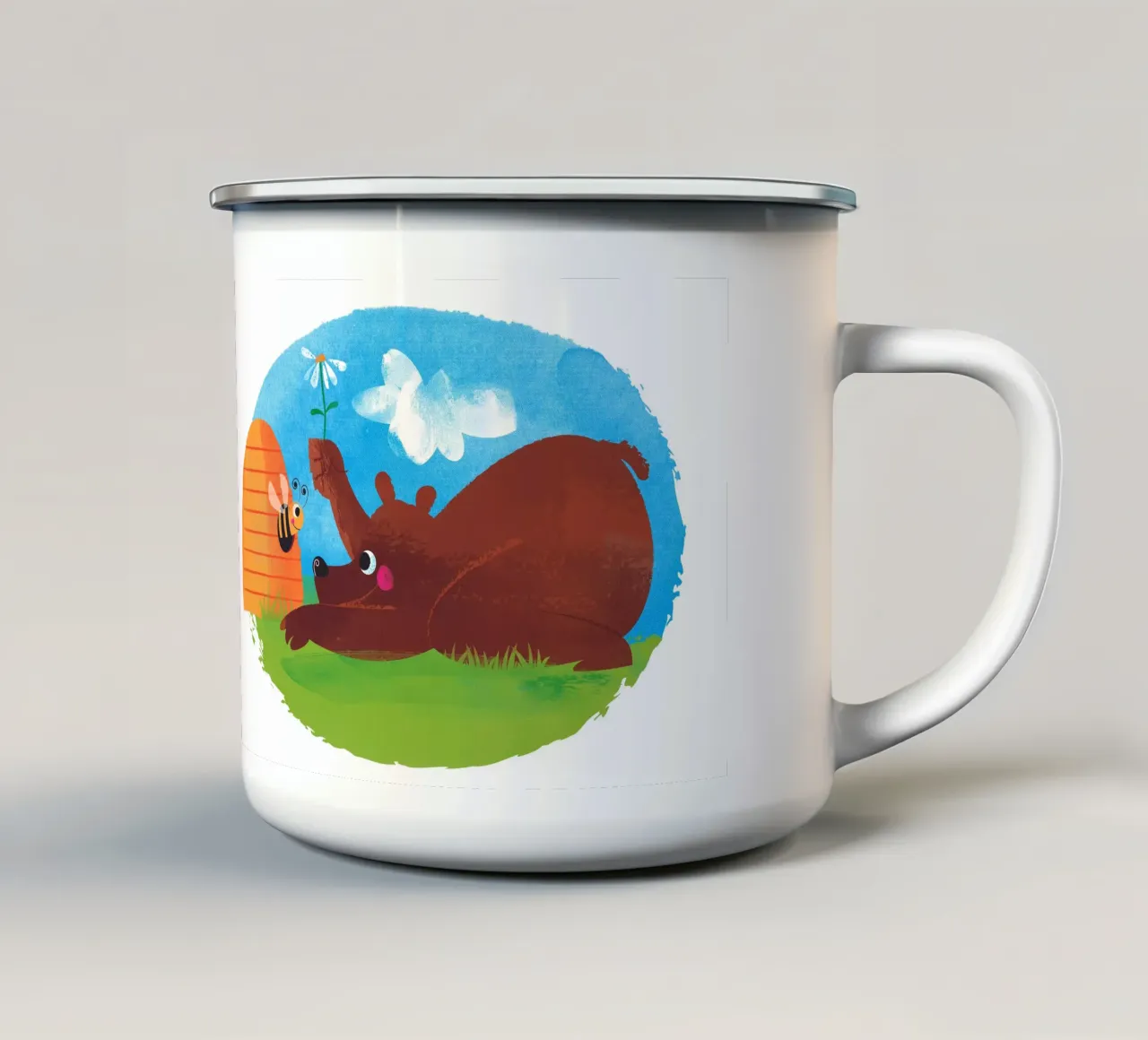 Orso e ape tazza in smalto da Looks n Brains