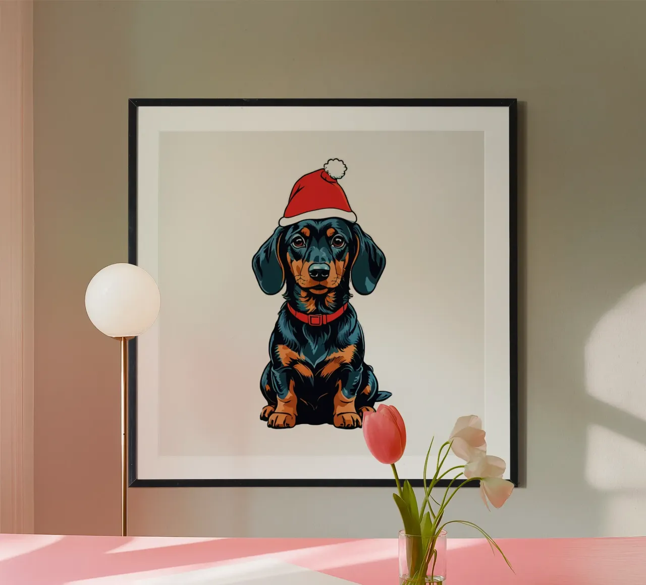 Weihnachten Dackel | mit Weihnachtsmütze | niedliche Tiere poster da schoenverpacktde